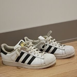 Adidas Superstar White with Black Stripes Size 9